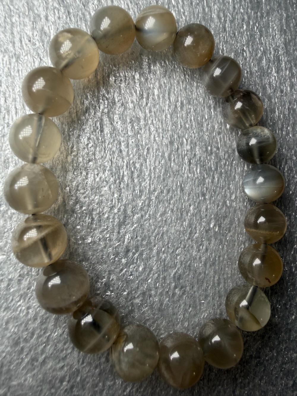 Gorgeous 10MM Grey Skeletal Moonstone Natural Crystal Bracelet